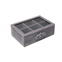 Caja de madera porta té 6 divisiones rústico Organizacion