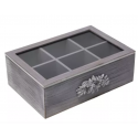 Caja de madera porta té 6 divisiones rústico Organizacion