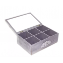 Caja de madera porta té 6 divisiones rústico Organizacion