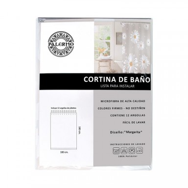 Cortina confeccionada de baño Margarita, Palermo Cortinas