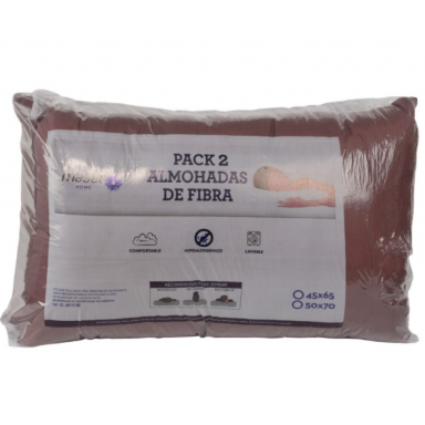 Pack 2 Almohadas Premium Microfibra Chocolate. Masel Inicio