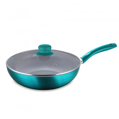 Wok de aluminio metalizado 30cm con tapa de vidrio Montecarlo, Doral Cocina