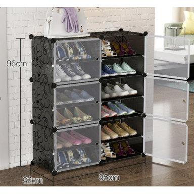 Zapatero plastico 6 niveles color negro Zapateros