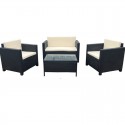 Set de terraza de 4 piezas Sunset Black Rattan Terraza y Jardin