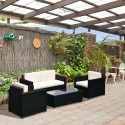 Set de terraza de 4 piezas Sunset Black Rattan Terraza y Jardin