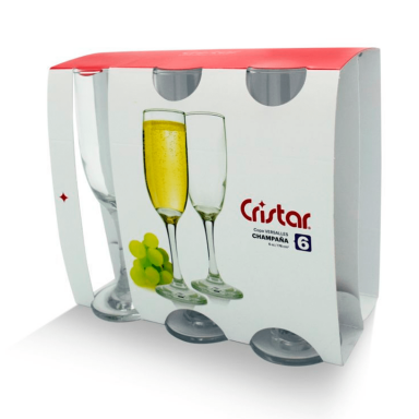 Set 6 Copas Champaña Versalles 176 cc, Cristar Cocina