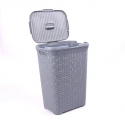 Cesto Modelo Ratan 62 Lts con tapa gris, Reyplast Organizacion