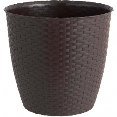 Maceta Redonda Estilo Ratán 18×16 cm Marrón Reyplast Maceteros