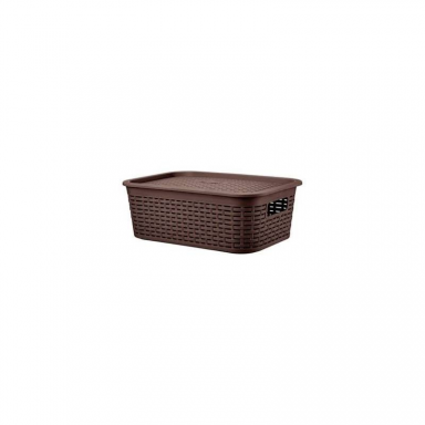 Canastilla Tavarua con Tapa 13L Marron Reyplast Organización