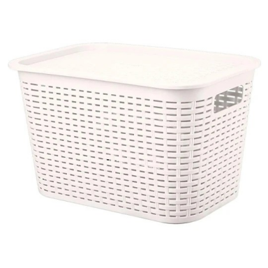 Caja Canastilla organizadora Tavarua 22L Beige Reyplast Organización