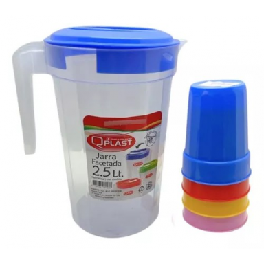 Jarra 2,5lts + 6 Vasos Acanalados Cocina