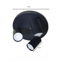 Foco porta gu10 triple base redonda negro sobrepuesto modelo altair III Iluminación