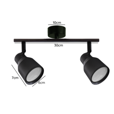 Foco porta gu10 doble negro sobrepuesto led modelo híades Iluminación