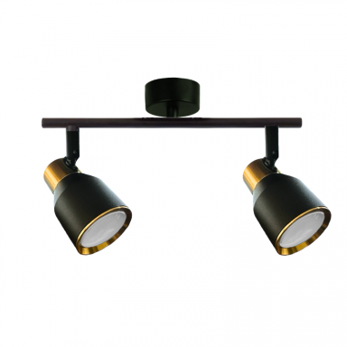 Foco porta gu10 doble negro-dorado sobrepuesto led modelo híades Iluminación
