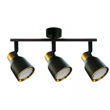 Foco porta gu10 triple negro-dorado sobrepuesto led modelo híades Iluminación