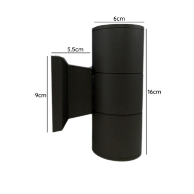 Apliqué led exterior negro modelo kapelle cilindro ip54 doble porta gu10 Konnergie Iluminación exterior