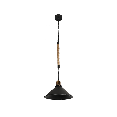 Lampara de techo negra yute porta ampolleta e27 Iluminación
