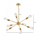 Lampara de techo dorada 8 porta ampolleta e27 modelo Marsic III Iluminación
