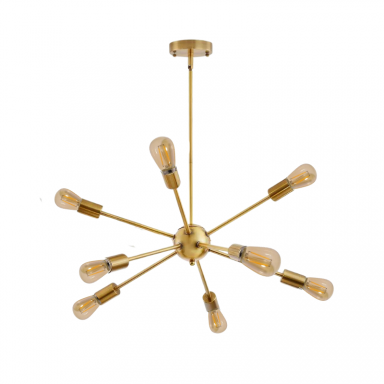 Lampara de techo dorada 8 porta ampolleta e27 modelo Marsic III Iluminación