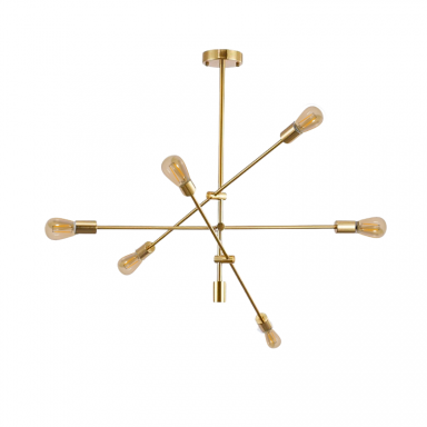 Lámpara de techo dorada 6 porta ampolleta e27 modelo Marsic II Iluminación
