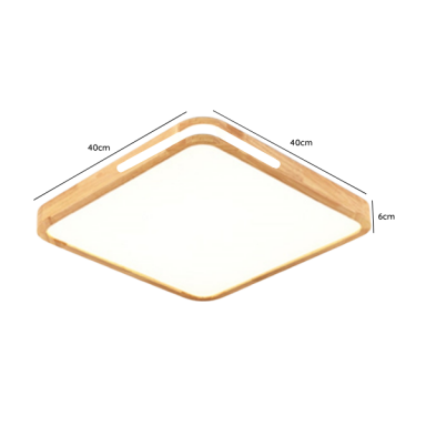 Lámpara led moderna con control cuadrado para sobreponer 36+36w 400mm madera clara 3000k-4000k-6000k modelo tannistha Ilumina...