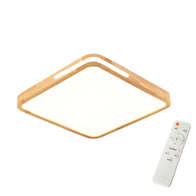 Lámpara led moderna con control cuadrado para sobreponer 36+36w 400mm madera clara 3000k-4000k-6000k modelo tannistha Ilumina...