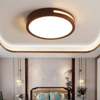 Lámpara led moderna con control redondo sobrepuesta 36+36w 400mm madera oscuro 3000k-4000k-6000k modelo urvi Iluminación