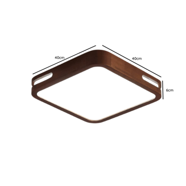 Lámpara led moderna con control cuadrada sobrepuesta 36+36w 400mm madera oscuro 3000k-4000k-6000k modelo urvi cuadrada Konner...