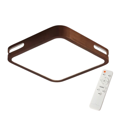 Lámpara led moderna con control cuadrada sobrepuesta 36+36w 400mm madera oscuro 3000k-4000k-6000k modelo urvi cuadrada Konner...