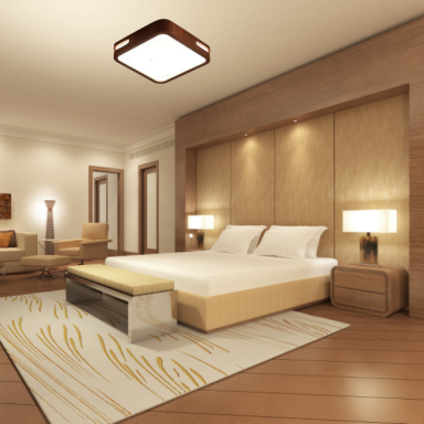 Lámpara led moderna cuadrado sobrepuesta 24+24w 300mm madera oscura 3000k-4000k-6000k modelo urvi konnergie Iluminación