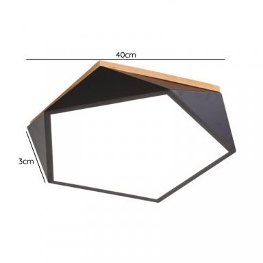 Lámpara led moderna pentagono sobrepuesta c/control 36+36w 400mm negro 3000k-4000k-6000k modelo ukdah Konnergie Iluminación