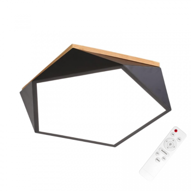 Lámpara led moderna pentagono sobrepuesta c/control 36+36w 400mm negro 3000k-4000k-6000k modelo ukdah Konnergie Iluminación