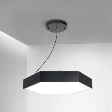 Lampara led moderna colgante 48w 600mm negra 6000k modelo hexagono cerrado sudeep Konnergie Iluminación