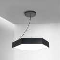 Lampara led moderna colgante 48w 600mm negra 6000k modelo hexagono cerrado sudeep Konnergie Iluminación
