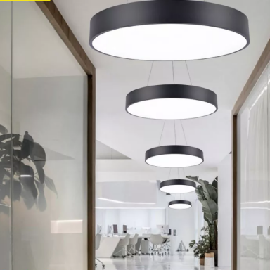 Lámpara led moderna colgante 36w 600mm negra 6000k modelo redonda cerrada svetla Iluminación