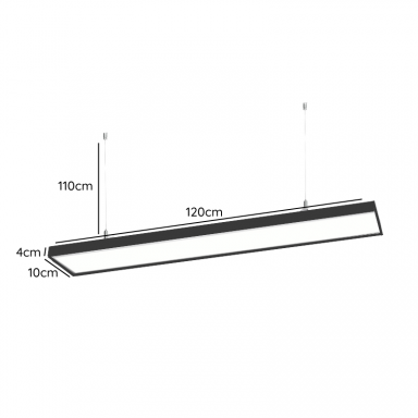 Lineal negro abs 1200x100x70 48w 4000k algol Konnergie Iluminación