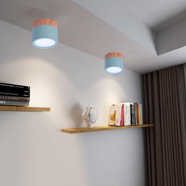 Panel decorativo sobrepuesto azul y madera 6w frio 6000k Iluminación