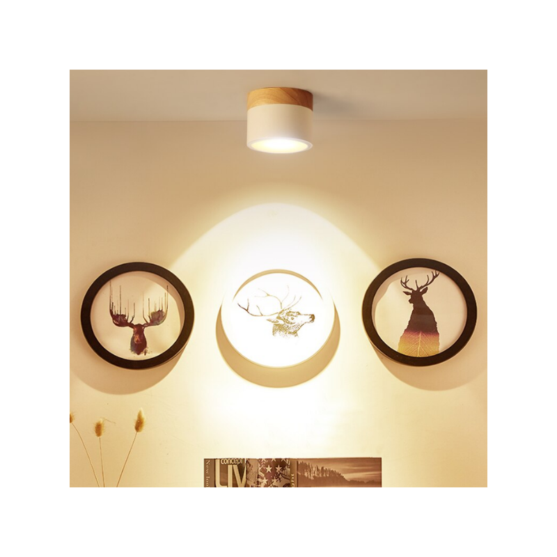 Panel decorativo sobrepuesto blanco y madera 6w frio 6000k Konnergie Iluminación