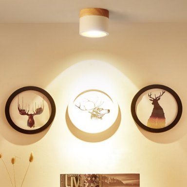 Panel decorativo sobrepuesto blanco y madera 6w frio 6000k Iluminación