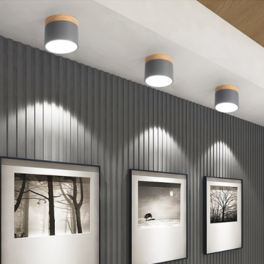 Panel decorativo sobrepuesto gris y madera 6w frio 6000k Iluminación