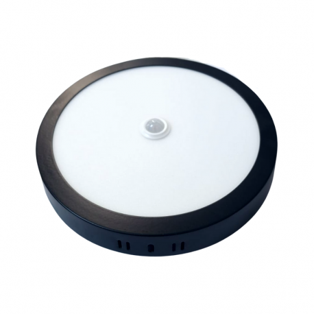 Panel sobrepuesto negro pro con sensor de movimiento redondo 18w neutro ...