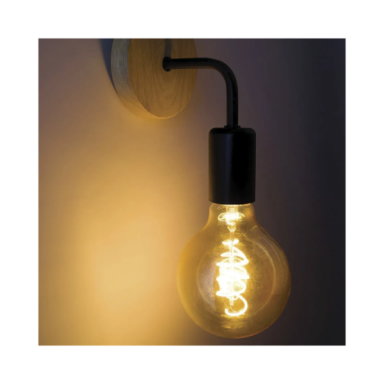 Apliqué negro madera porta ampolleta e27, Konnergie Iluminación