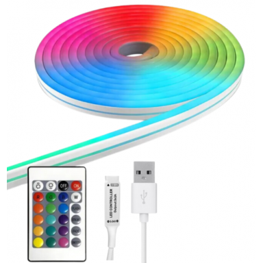 Cinta 5v neon 3535 108led ip54 10mm rgb c/adhesivo 3mt konnergie Iluminación