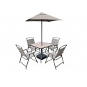 Set Mesa Más 4 Sillas y Quitasol Terraza y Jardin