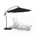 Set Quitasol Lateral Negro con Base Reforzada y Reposera Cabo Blanco Terraza y Jardin