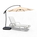 Set Quitasol Lateral Crema con Base Reforzada y Reposera Cabo Blanco Terraza y Jardin