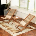 Juego 2 reposeras plegables mesa color Madera Terraza y Jardin