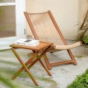 Juego 2 reposeras plegables mesa color Madera Terraza y Jardin
