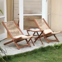 Juego 2 reposeras plegables mesa color Madera Terraza y Jardin