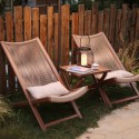 Juego 2 reposeras plegables mesa color Madera Terraza y Jardin